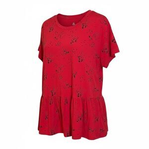 Disney Minnie Mouse Faces Short Sleeve Peplum Graphic T-shirt Red 2X